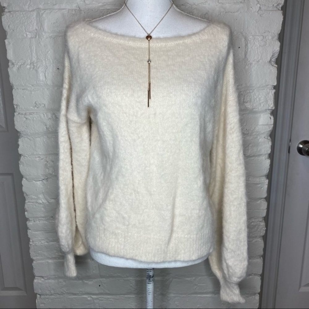 Forever 21 Contemporary Fuzzy Boat Neck Sweater S